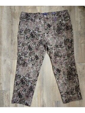 Gloria Vanderbilt Amanda High Rise Tapered Jeans Plus Size 24W Earth Tone Print